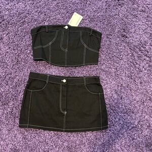 NWT pepper mayo Black mini skirt and crop top set